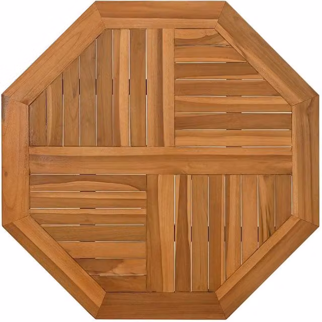Berkfield Home Octagonal Solid Wood Teak Table Top, Brown, W/D/H: 80 x 80 x 2.5 cm