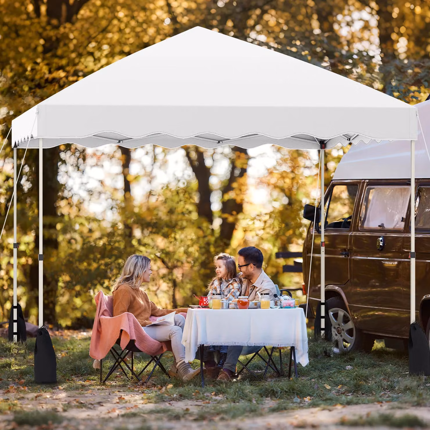Gymax Portable Folding Pop Up Canopy Tent Patio Shelter, White – 4
