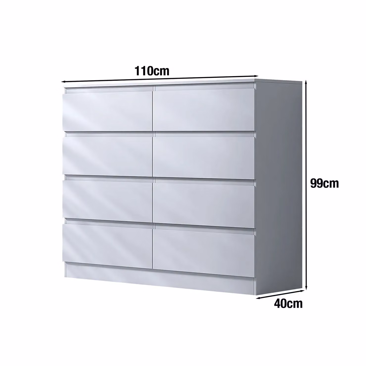 FWStyle Stora Modern 8 Drawer Chest of Drawers in White – 3