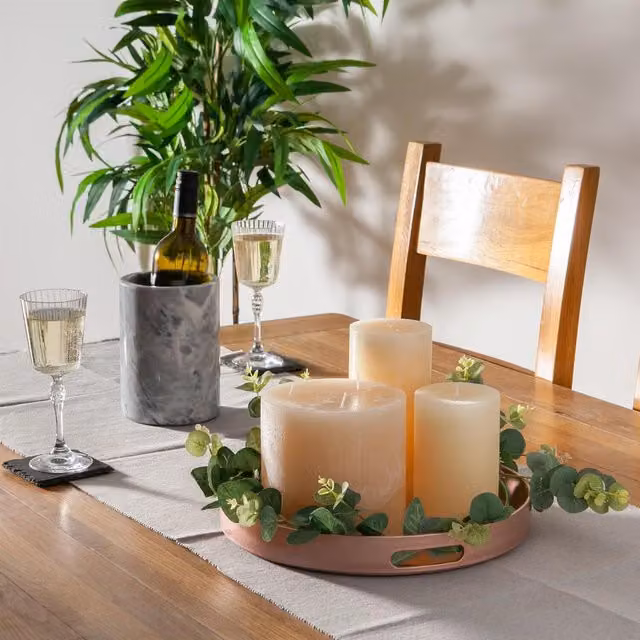 Argon Tableware Round Melamine Serving Tray in Gold and Pink, Diameter: 33 cm