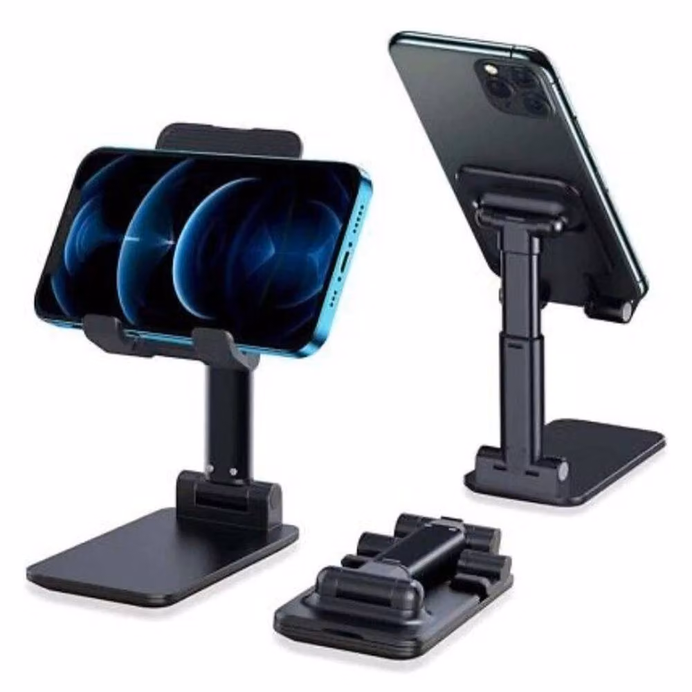 Ventryn Adjustable Height Folding Phone Stand for iPhone and iPad, Black – 2