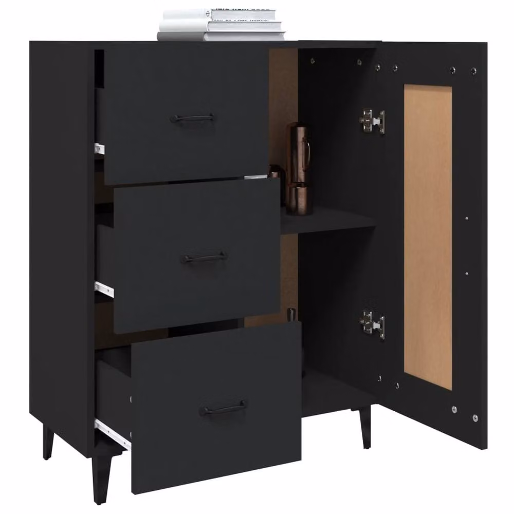 Berkfield Home Black Sideboard, W: 69.5 cm, D: 34 cm, H: 90 cm – 5