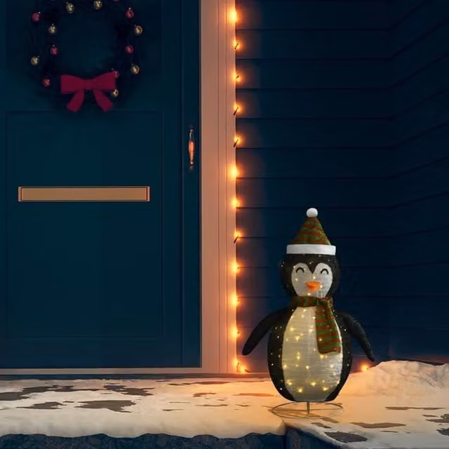 Berkfield Multicolour LED Christmas Snow Penguin Decorative Tabletop Figure, Height: 60 cm