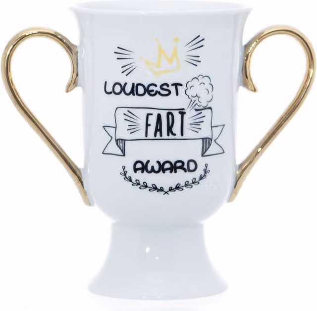 Boxer Gifts Fart Trophy Mug in White and Gold