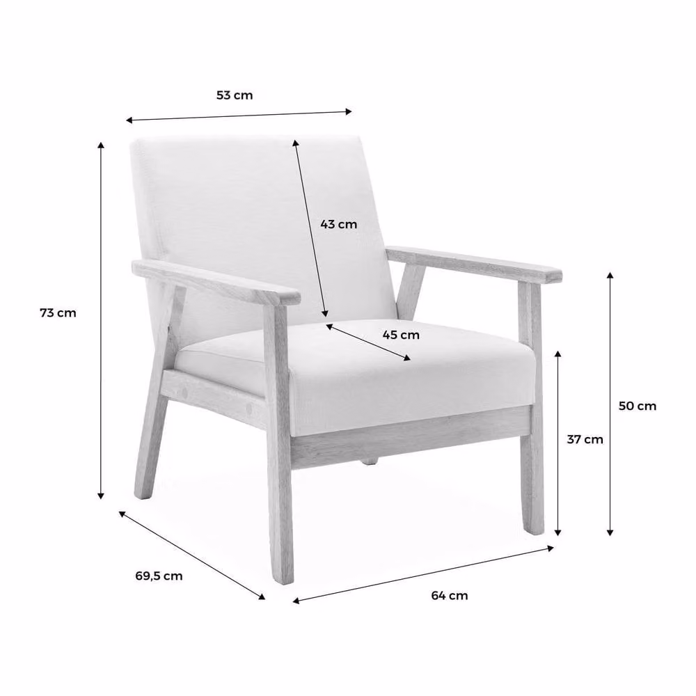 sweeek Scandinavian Armchair and Love Seat in White Boucle Fabric with Rubberwood Frame – 2