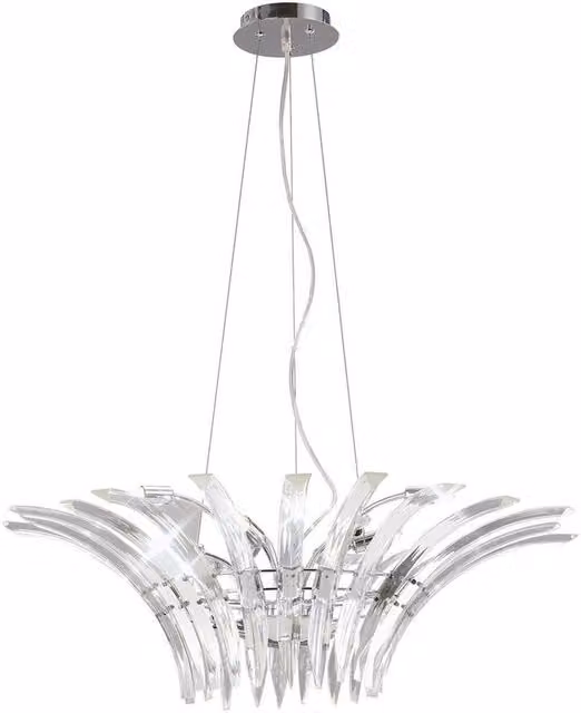 Sinclair 9 Light Suspended Ceiling Pendant in Polished Chrome with Grey Crystal Glass