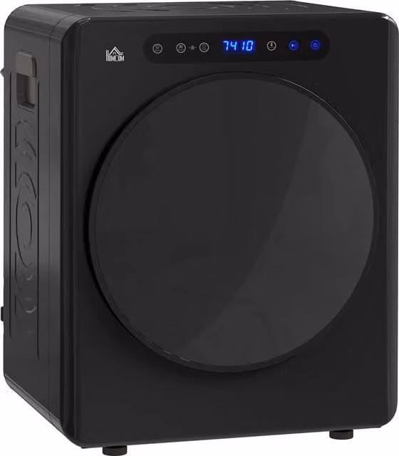 HOMCOM Black Compact Front Loader Tumble Dryer with 4kg Capacity and Reversible Drum – 1