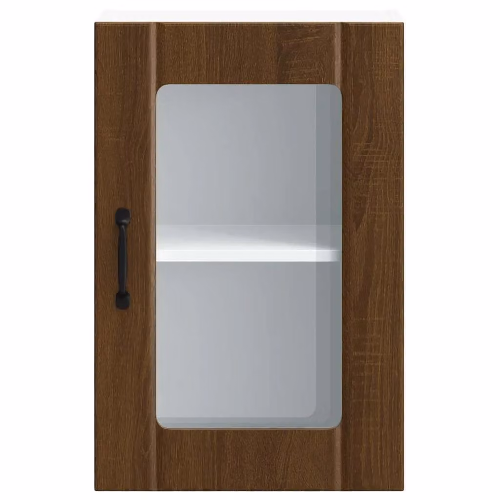 Berkfield Home Lucca Modern Kitchen Wall Cabinet with Glass Doors in Brown Oak – 5