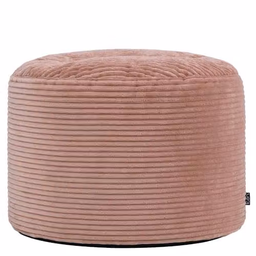 icon Milano Corduroy Bean Bag Footstool in Pink, Cylindrical Design with Filling Included