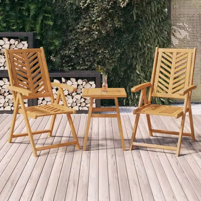 Berkfield Home Reclining Garden Chairs, Set of 2, Brown Solid Acacia Wood