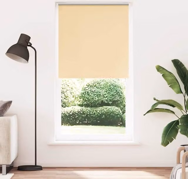 Berkfield Home Blackout Roller Blind in Beige, Thermal Insulating Polyester, W: 115 cm, H: 210 cm