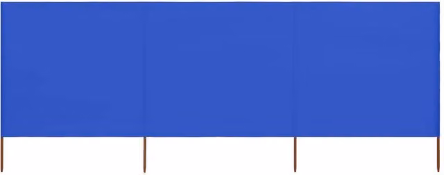 Berkfield Home 3-Panel Fabric Wind Screen in Azure Blue, W: 400 cm, H: 120 cm – 1