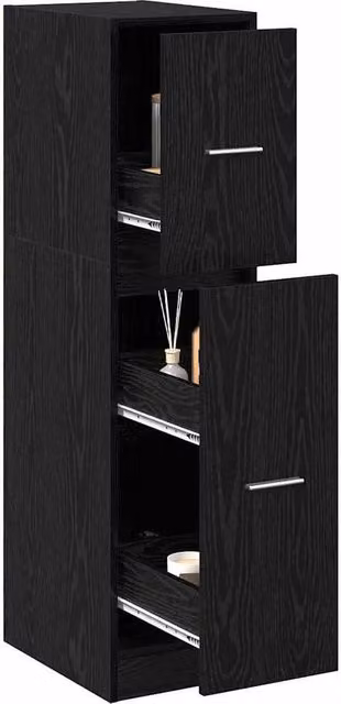 Berkfield Home Modern Apothecary Cabinet in Black Oak, W/D/H: 30 x 41 x 118 cm – 1