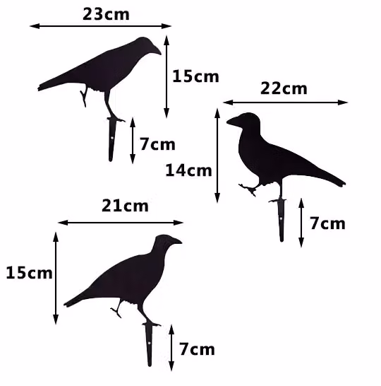 Marco Paul Set of 3 Black Metal Crow Target Decoys for Free Standing Hunting Deterrent – 4