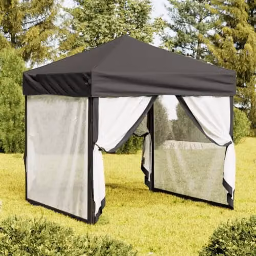 vidaXL Folding Party Tent with Sidewalls, Anthracite, W/D: 200 x 200 cm – 2