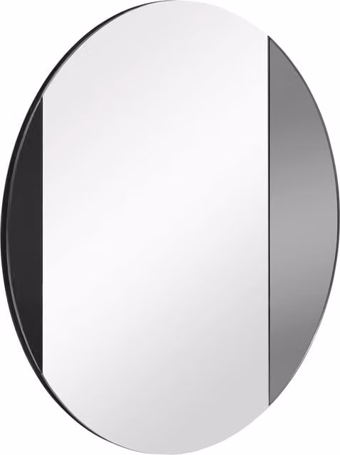 MH London Alpha Round Classic Wall Accent Mirror in Black and Grey Glass