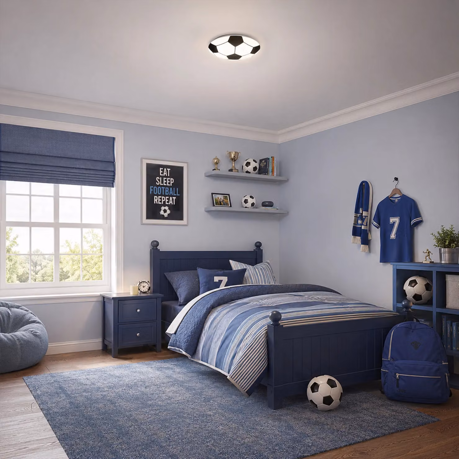 Briloner Football LED Ceiling Light, White and Black, 12W – 2
