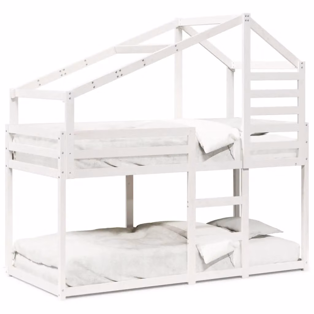 Berkfield Home White Solid Wood Pine Bunk Bed for Children W: 80 cm, L: 200 cm – 2