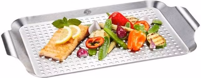 Gefu Large Stainless Steel BBQ Grill Pan in Silver