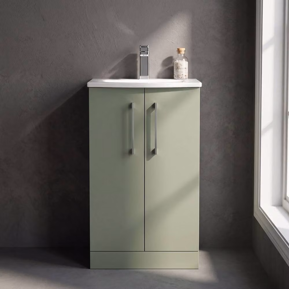 Balterley Green Floor Standing Bathroom Vanity Unit with Basin and 2 Soft Close Doors, W: 50 cm, D: 83 cm, H: 50 cm – 3