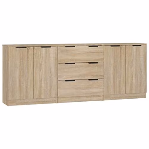 vidaXL 3 Piece Sideboard Set in Sonoma Oak and Brown Engineered Wood