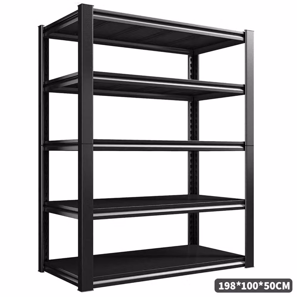 EONLION 5 Tier Boltless Garage Storage Shelving Steel Racking, Black, W/D/H: 100 x 50 x 200 cm – 2
