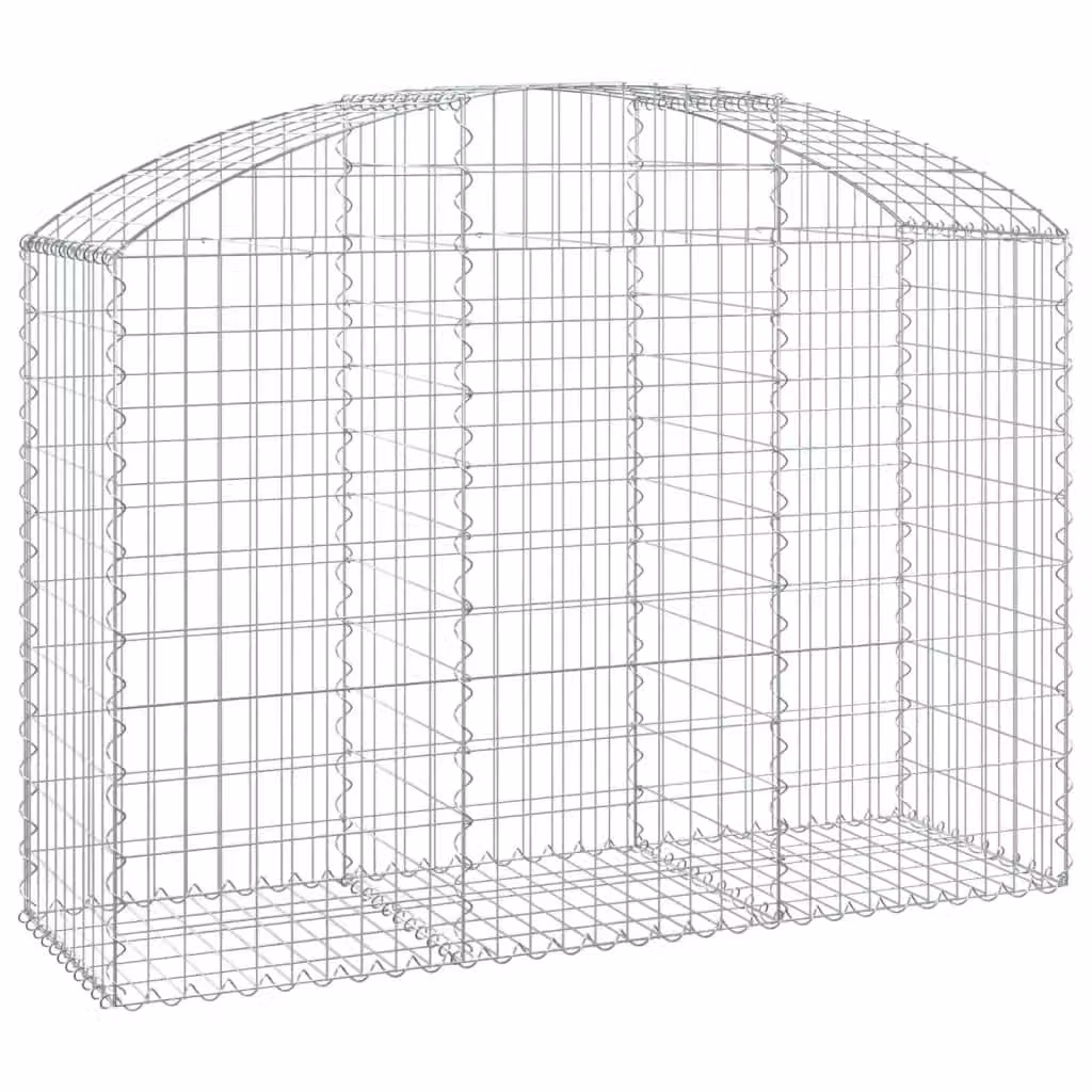 Berkfield Home Arched Gabion Basket in Silver Galvanised Steel, W: 150 cm, D: 50 cm, H: 100-120 cm