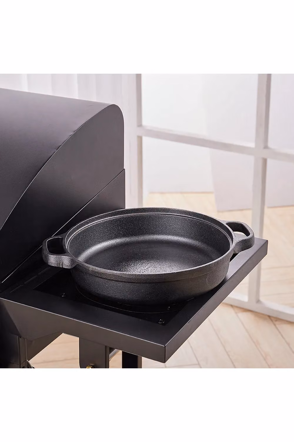 Living and Home Pre-Seasoned Cast Iron Frying Pan Griddle in Black, W: 28 cm, H: 5 cm – 3