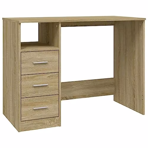 vidaXL Modern Computer Desk in Brown, W/D/H: 102 x 50 x 76 cm