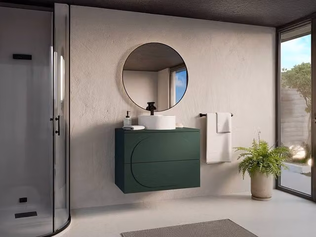 Vente-unique Wall-Hung Vanity Unit in Matt Green, W/D/H: 80 x 46 x 60 cm