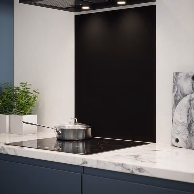 Generic Matt Black Glass Kitchen Splashback, W: 60 cm, H: 75 cm