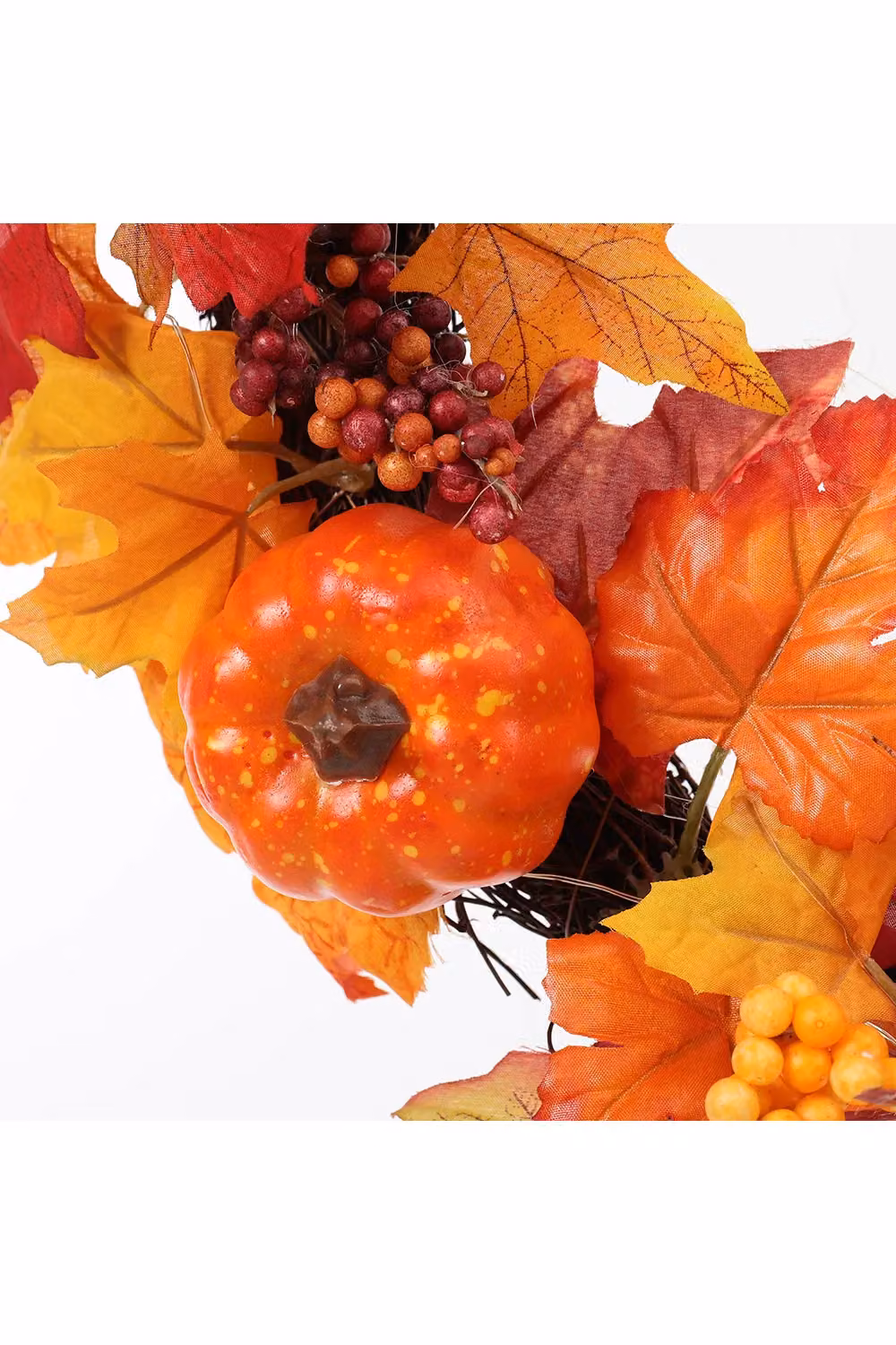 Living and Home Orange Floral Fall Wreath for Halloween and Thanksgiving Decoration – 3