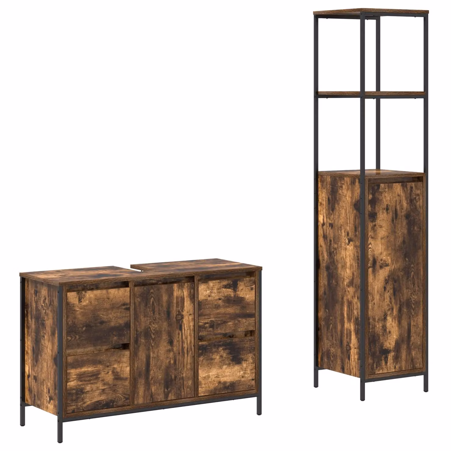 Berkfield Home 2-Piece Modern Bathroom Furniture Set in Brown Smoked Oak Engineered Wood – 2