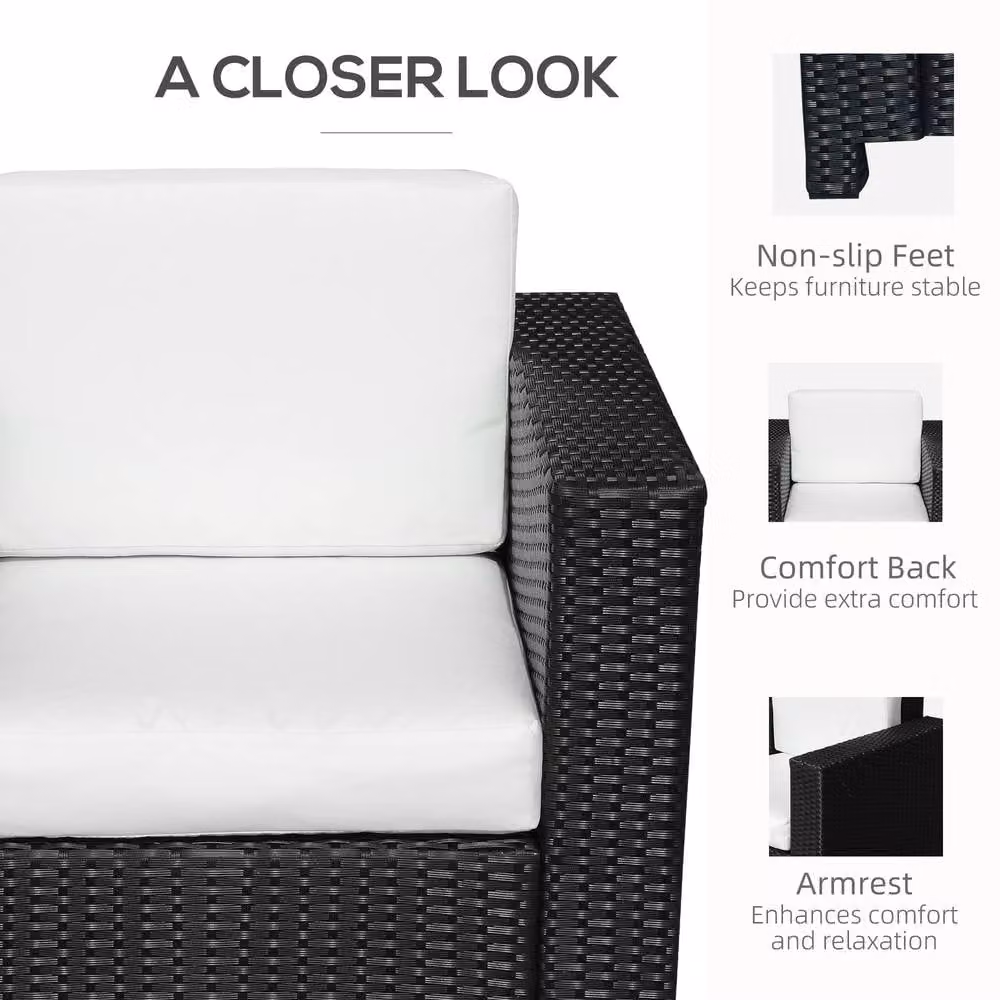 ERGOVEXA Black PE Wicker Rattan Single Seater Garden Armchair – 7
