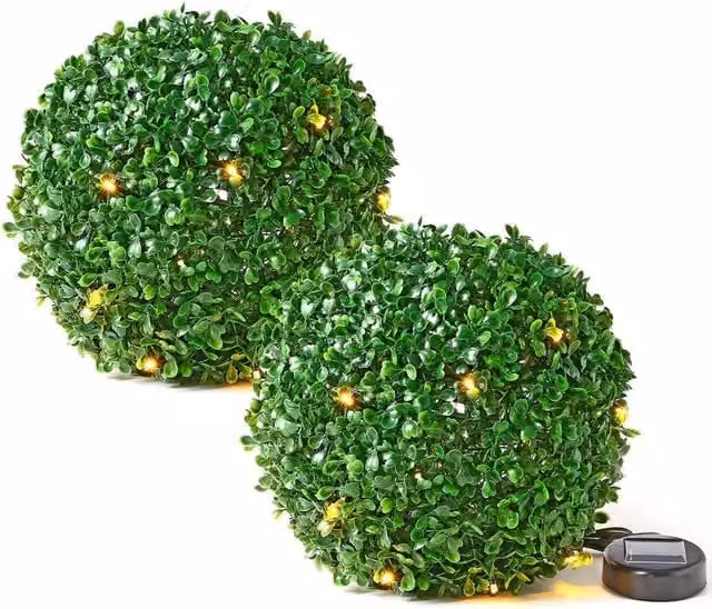 MantraRaj Solar Powered LED Topiary Garden Ball Light, Green, Diameter: 28 cm