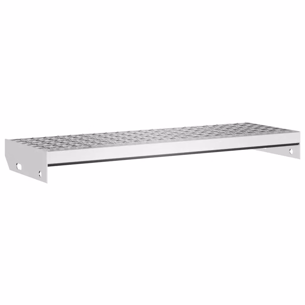 Berkfield Home Grate Step in Silver Galvanised Steel, W/D/H: 70 x 24 x 7 cm