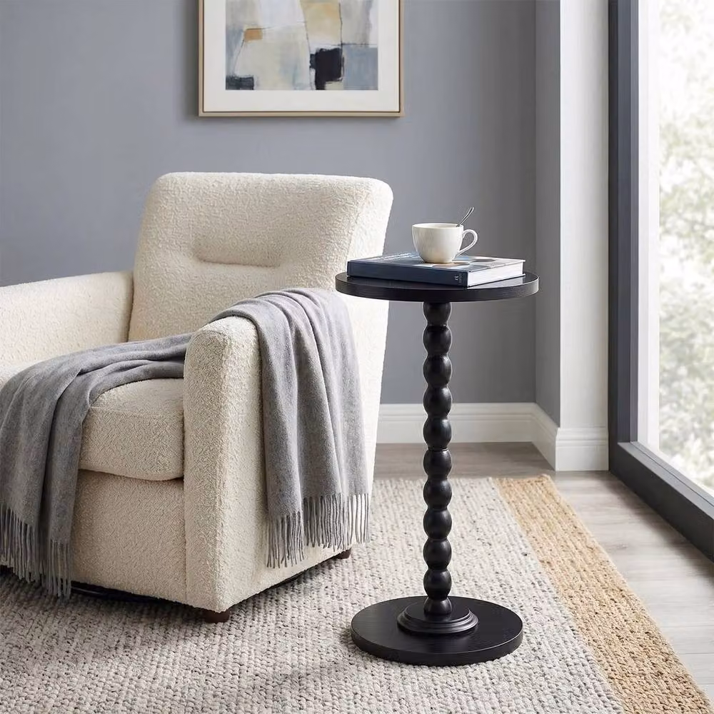 FORGEVIO Black Modern Round Wooden Side Table – 5