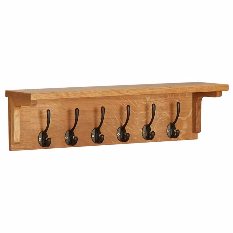 Berkfield Home Decorative Solid Oak Wood Coat Rack in Brown, W/D/H: 60 x 16 x 16 cm