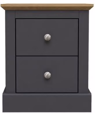 netfurniture Kent Bedside Cabinet in Charcoal Grey Oak Wood, W/D/H: 39.5 x 45.9 x 55.2 cm