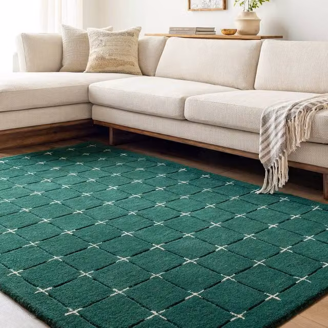 Livabliss Brook Hand-Tufted Wool Modern Living Room and Bedroom Rug in Green, Red and Grey, W: 185 cm, L: 275 cm