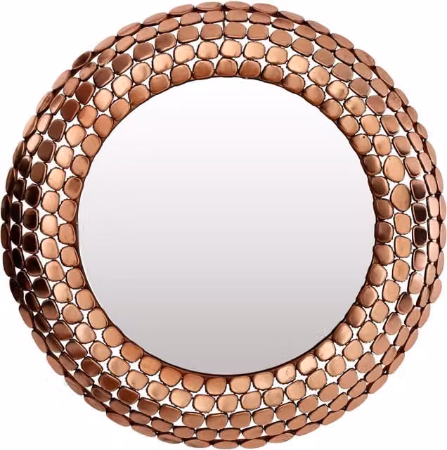 Fifty Five South Faiza Gold Small Textured Round Wall Mirror in Gold