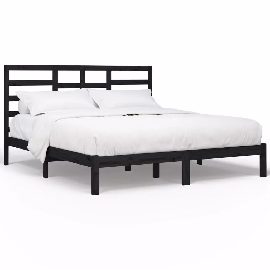 Berkfield Home Black Solid Pine Wood Bed Frame W/D/H: 200 x 200 x 31 cm – 2
