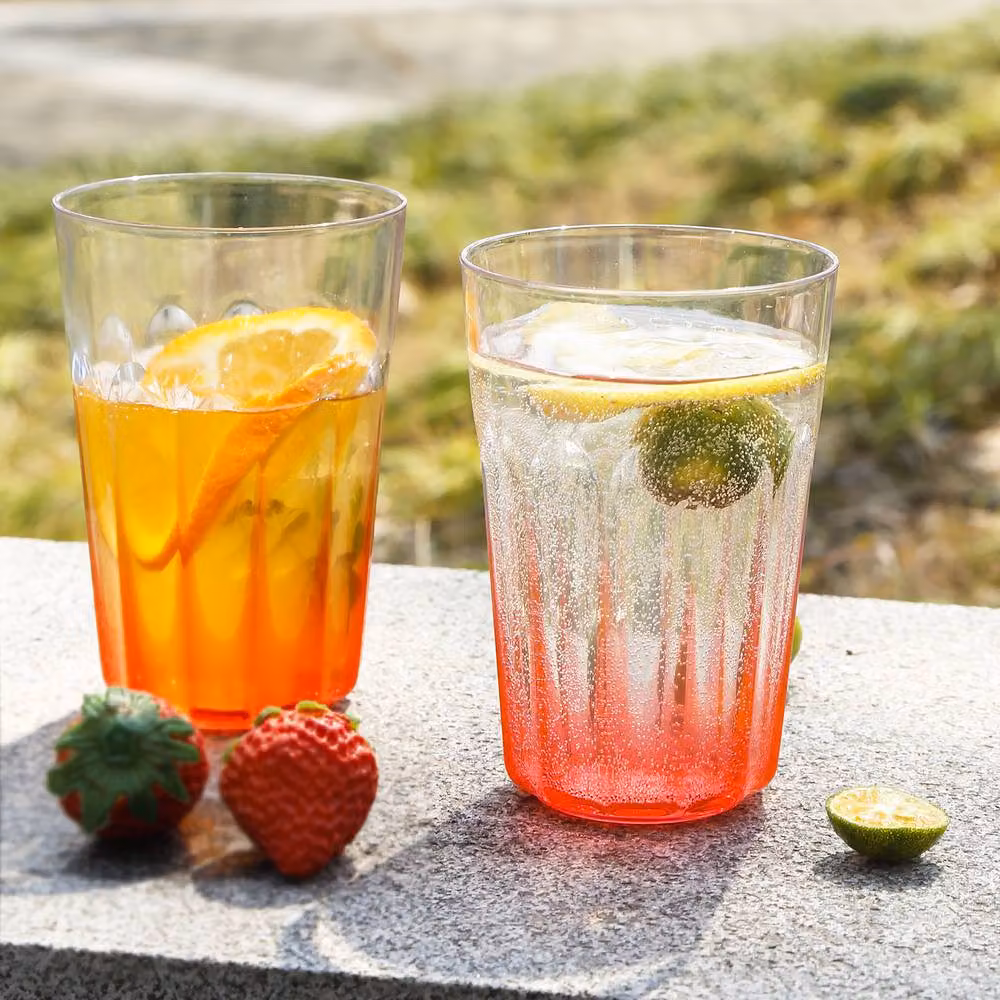 Greentainer Set of 12 Reusable Orange AS Plastic Tumbler Drinking Glasses, 350ml – 5