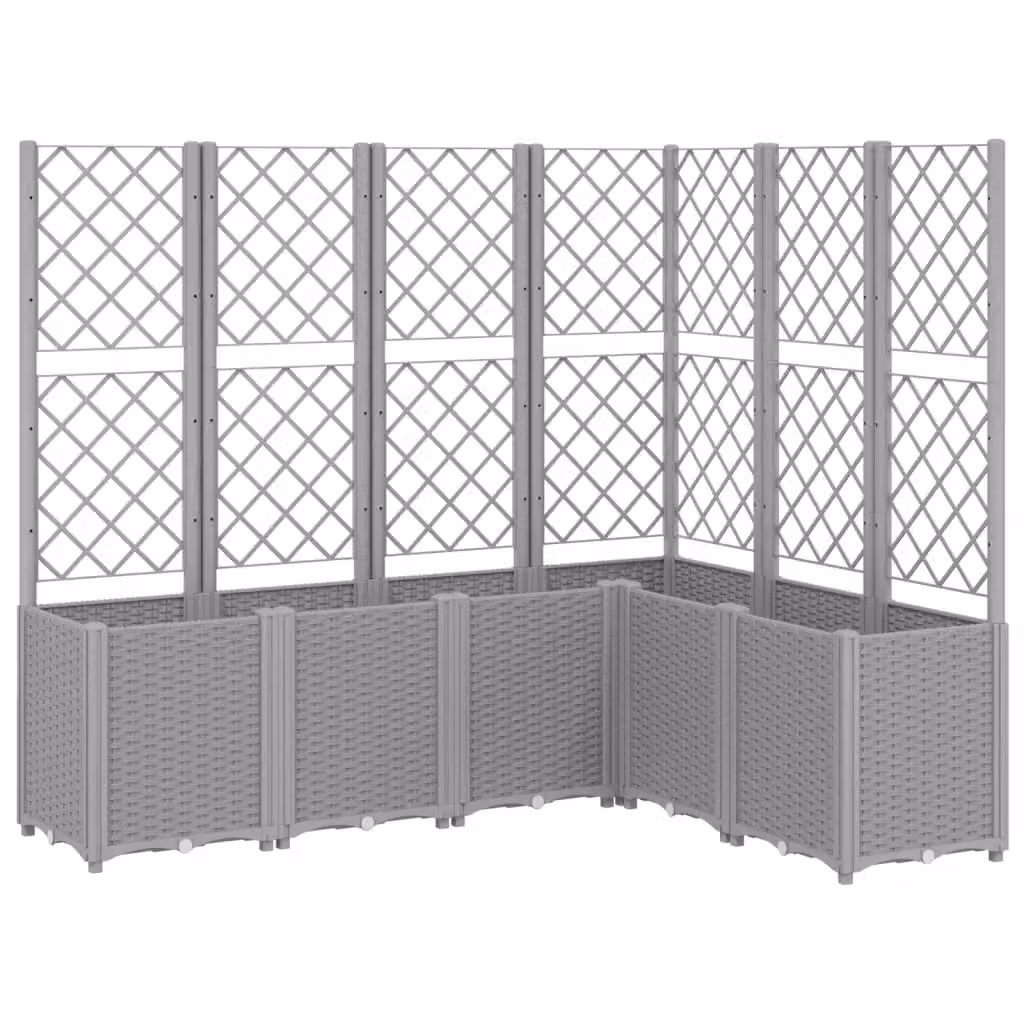 Berkfield Home Garden Planter with Trellis in Light Grey, W/D/H: 160 x 120 x 140 cm – 2
