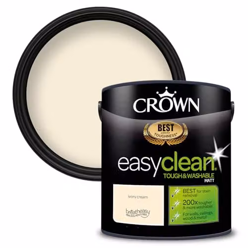 Crown EASYCLEAN Classic Matt Emulsion Wall Paint, Beige, 2.5L – 1