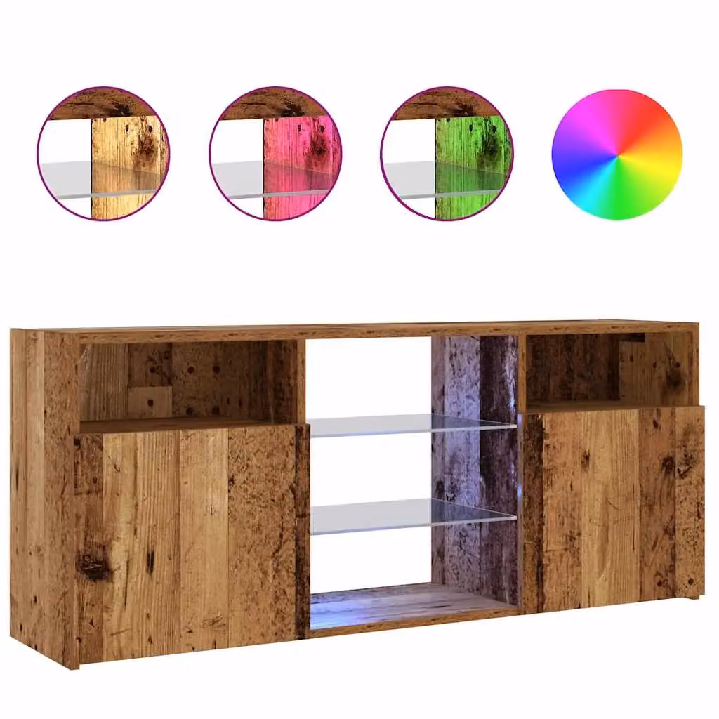 Berkfield Home Modern TV Cabinet with Integrated LED Lights in Brown, W/D/H: 120 x 30 x 50 cm – 2