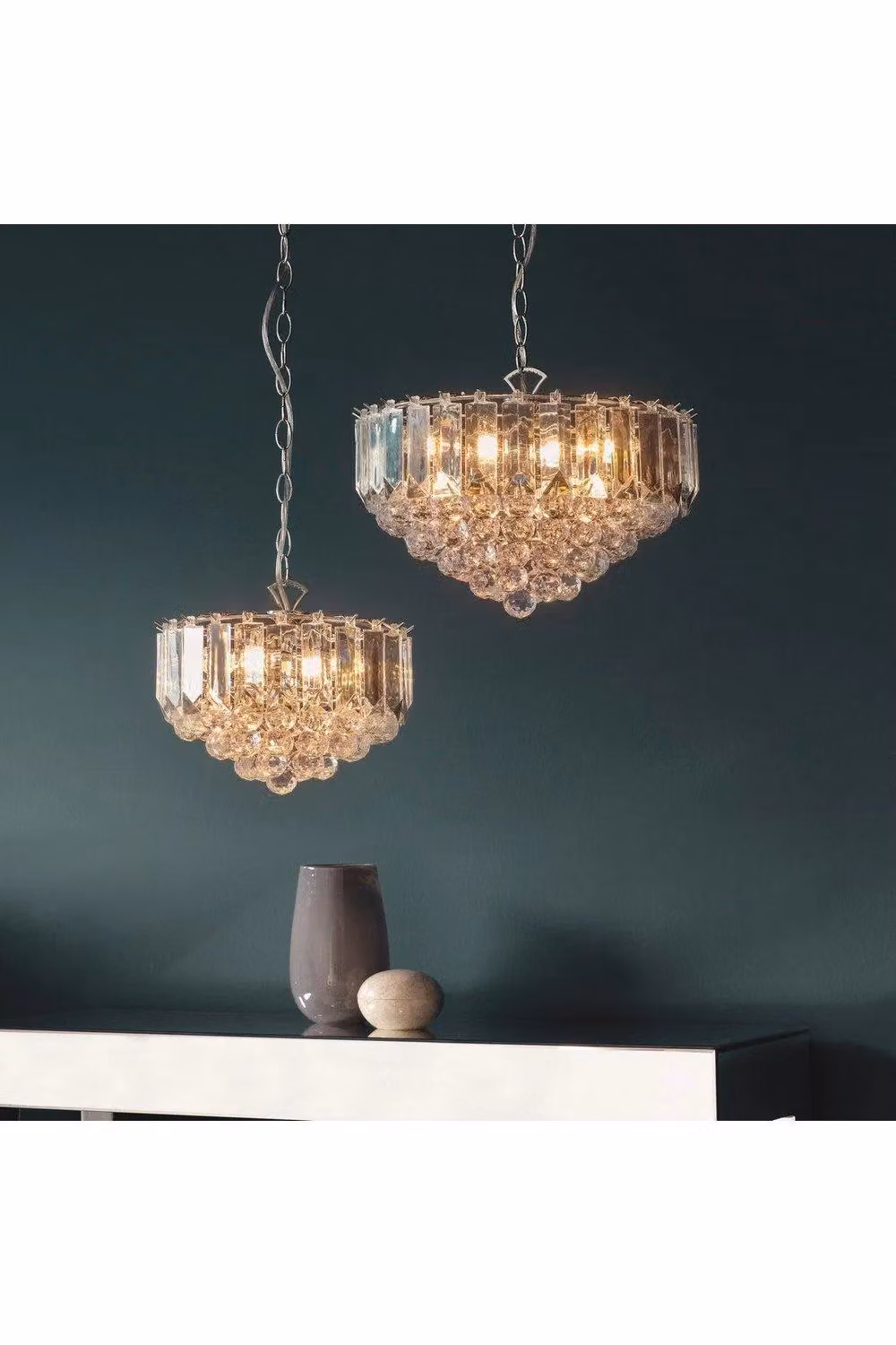 Netlighting Fargo 3 Light Ceiling Pendant in Chrome and Grey with Transparent Acrylic – 3