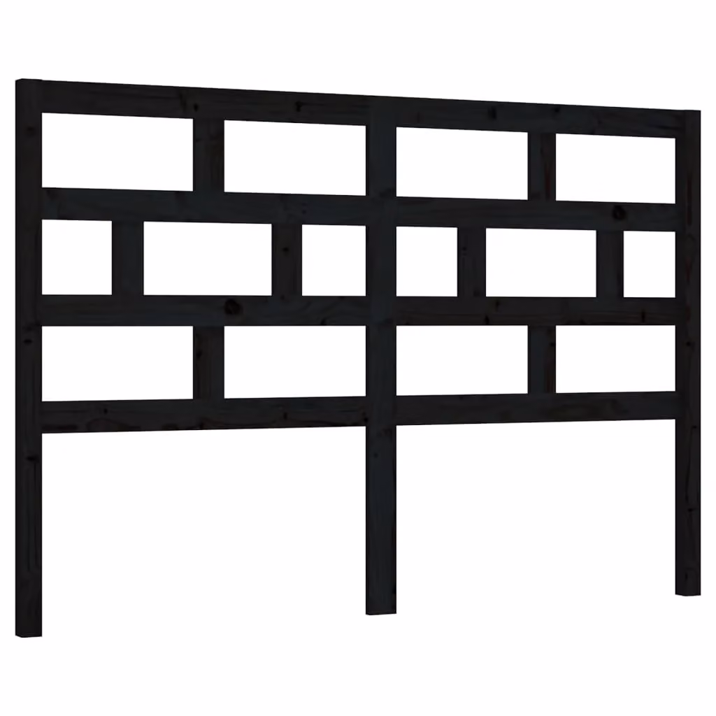 Berkfield Home Black Solid Wood Pine Bed Headboard, W: 126 cm, D: 4 cm, H: 100 cm – 2