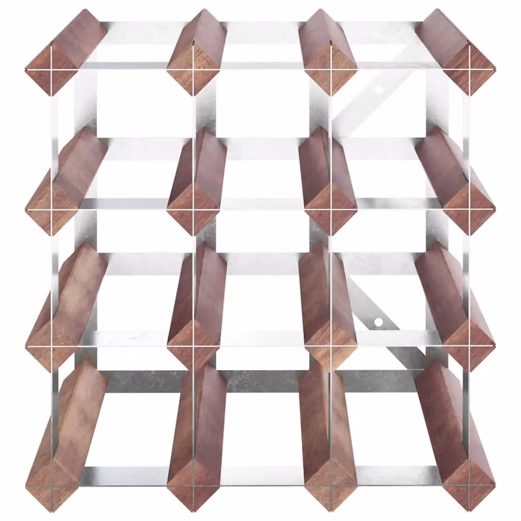 Berkfield Home Rustic Brown Solid Pine and Metal Wall Mounted Wine Rack for 12 Bottles – 4