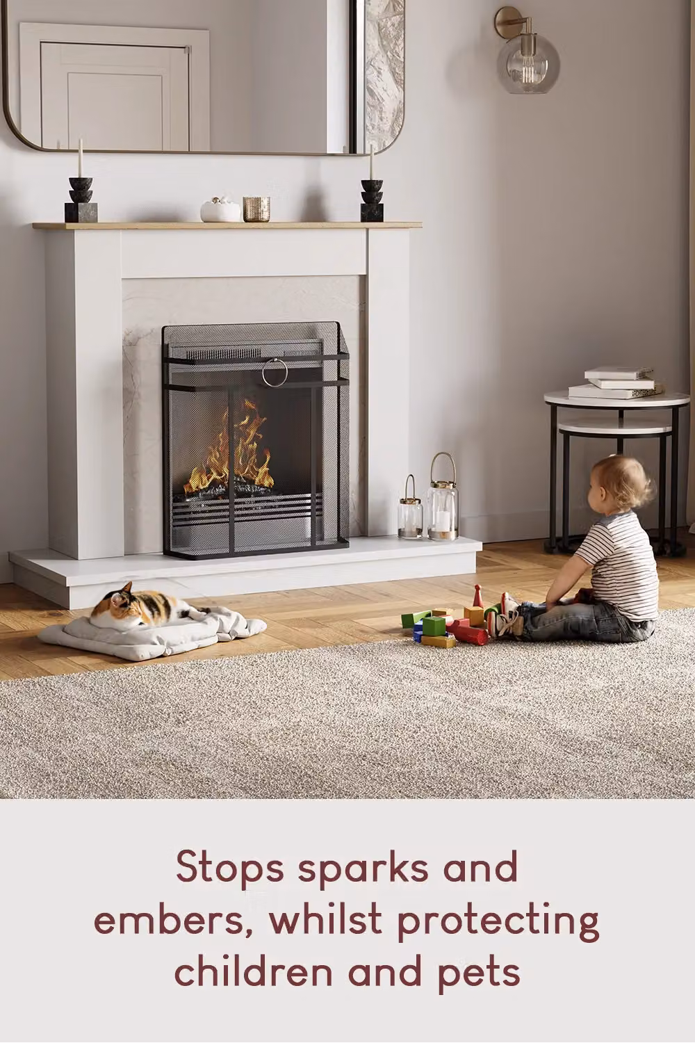 Home Discount Vida Octon 28 Inch Fireplace Shield Protector, Black – 4